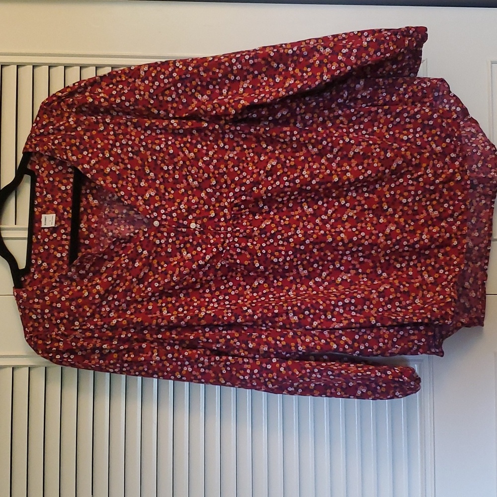 Old Navy - 3/4 sleeve maroon floral print blouse